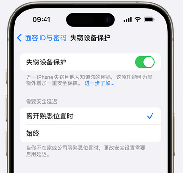 衢江苹果手机维修分享iOS17'失窃设备保护'功能是什么？ 