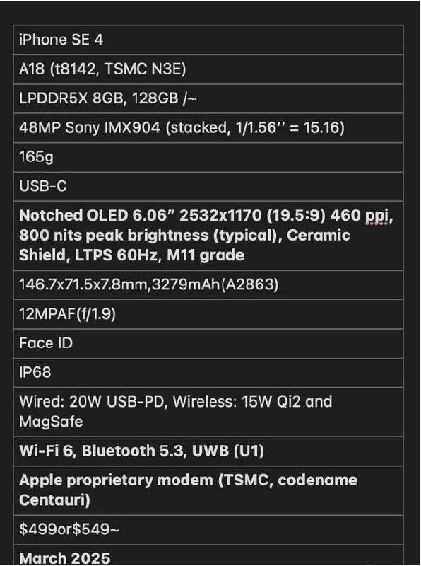 衢江苹果手机维修分享iPhone SE 4详细参数曝光 